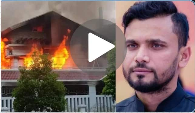 [Watch] HORRIFIC! Former BAN Captain's House Set On Fire By Protestors Amid Political Unrest